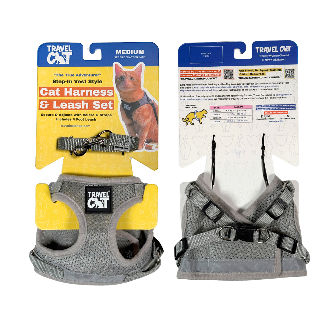 The Grey True Adventurer" Reflective Cat & Kitten Harness and Leash