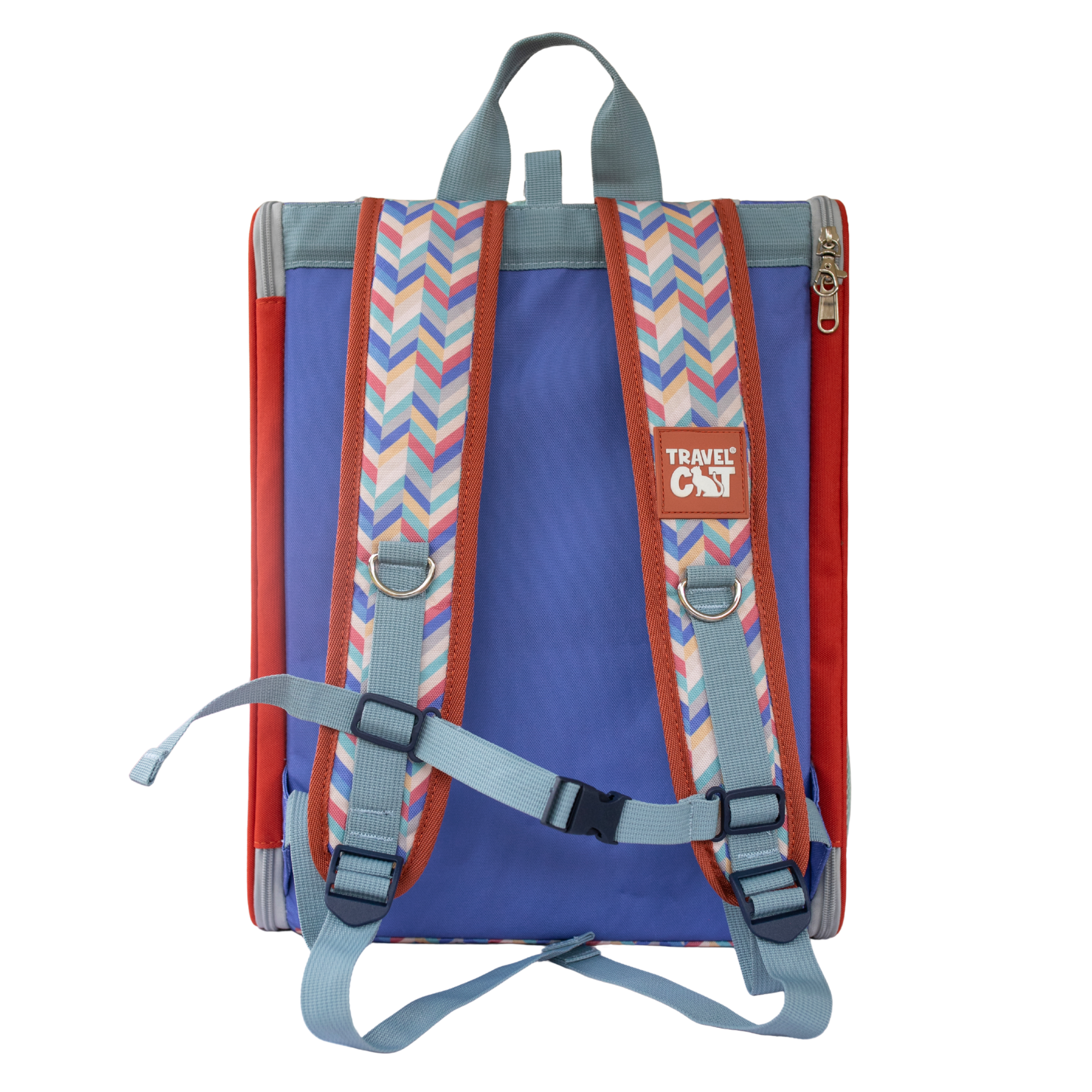“The Roam With Me” Cat Backpack - Chevron Terracotta Sky