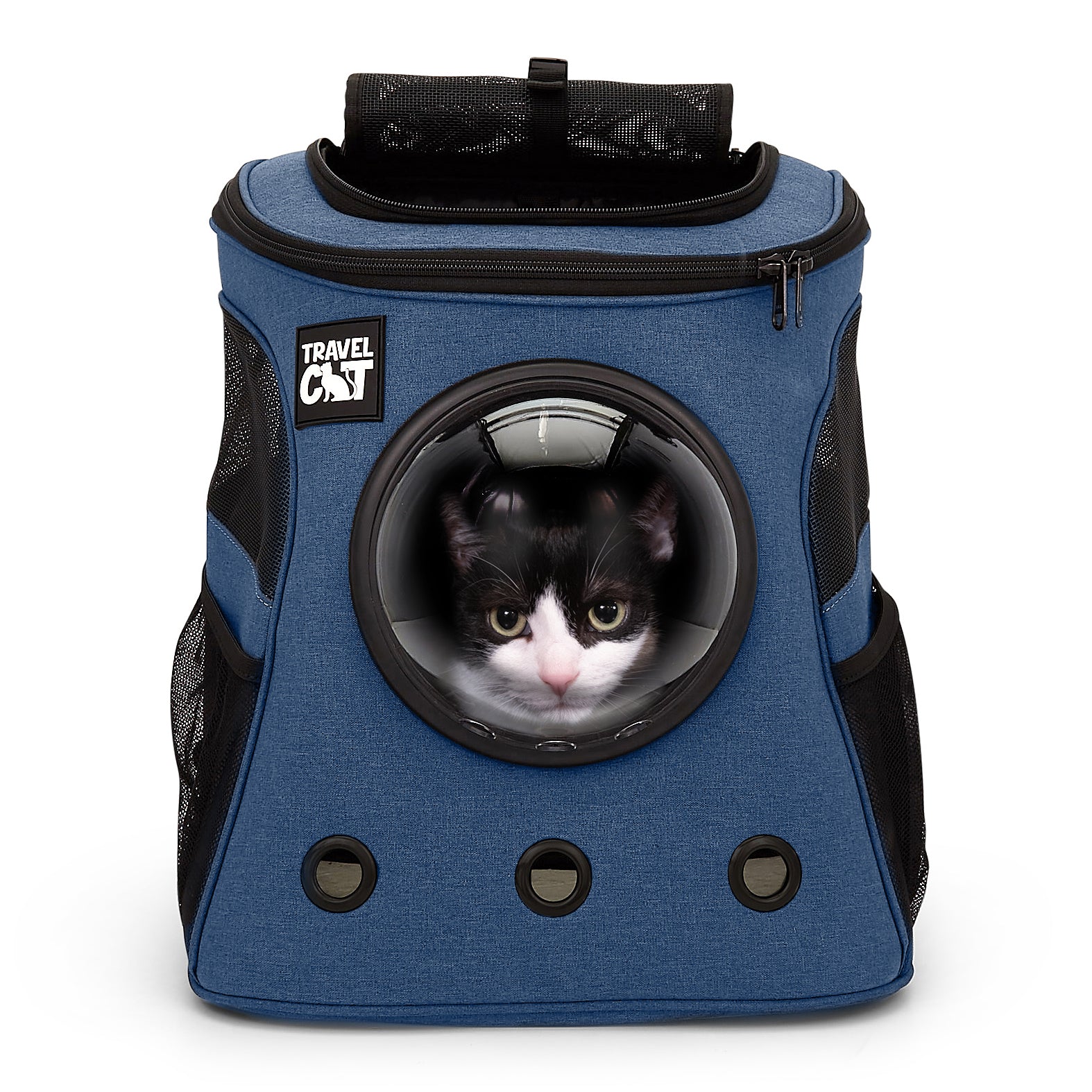 The Fat Cat” Cat Backpack in Navy For Larger Cats