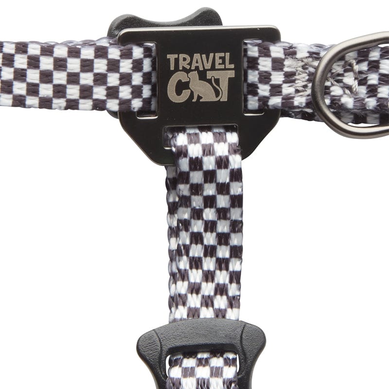 "The Day Tripper" Perfect Adjustable H-Style Cat Harness & Bungee Leash Set - Checkered