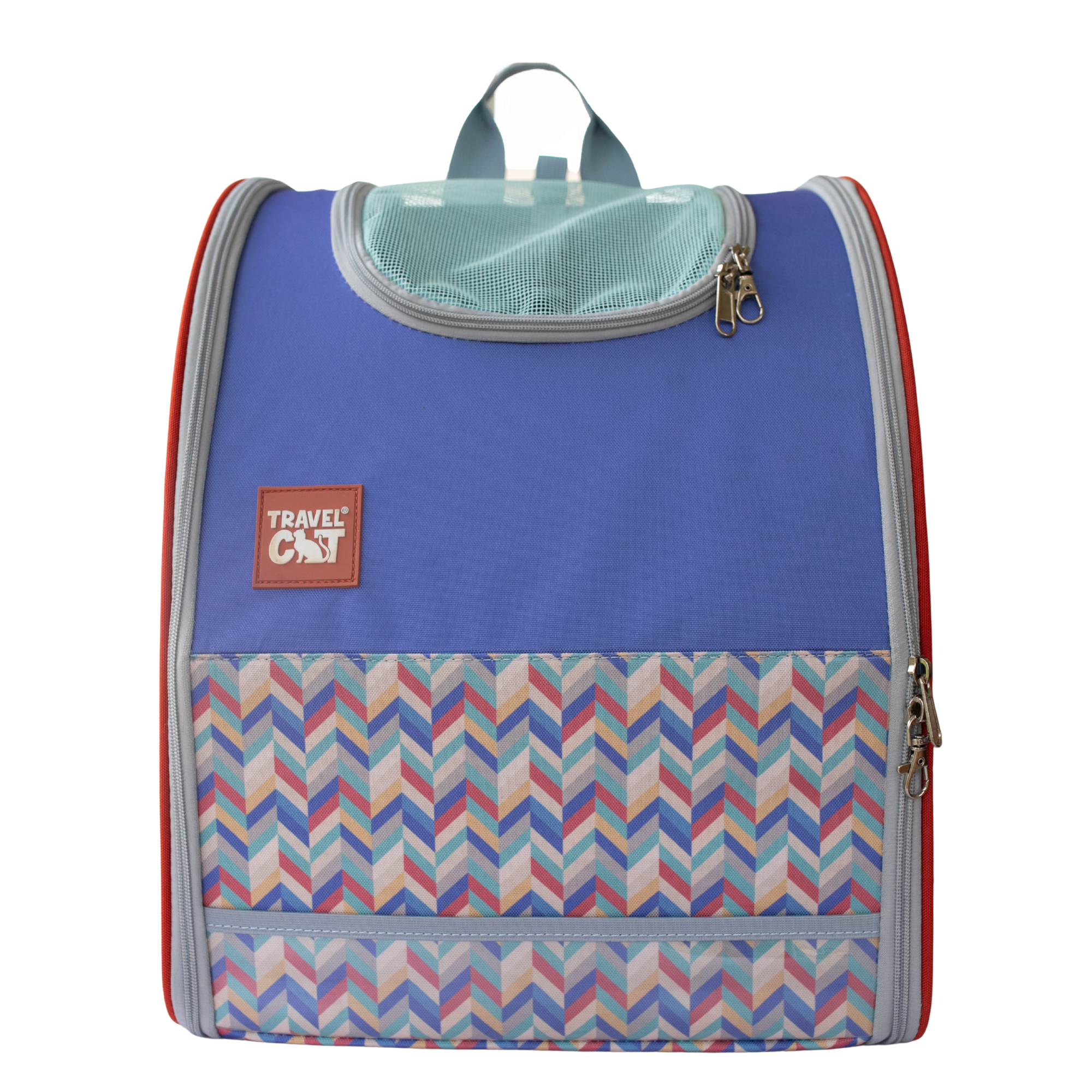 “The Roam With Me” Cat Backpack - Chevron Terracotta Sky