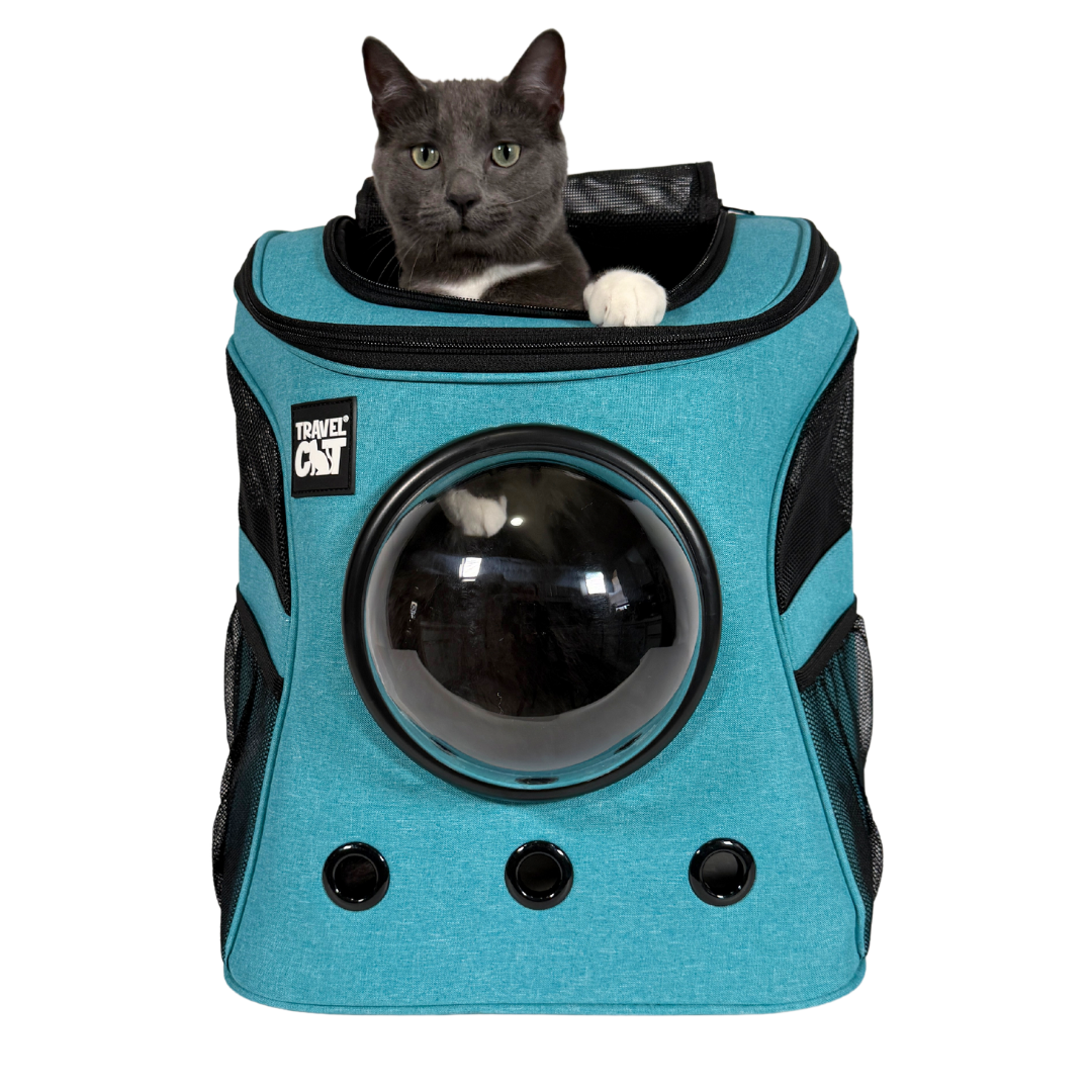 "The Fat Cat" Cat Backpack in Aqua - For Larger Cats