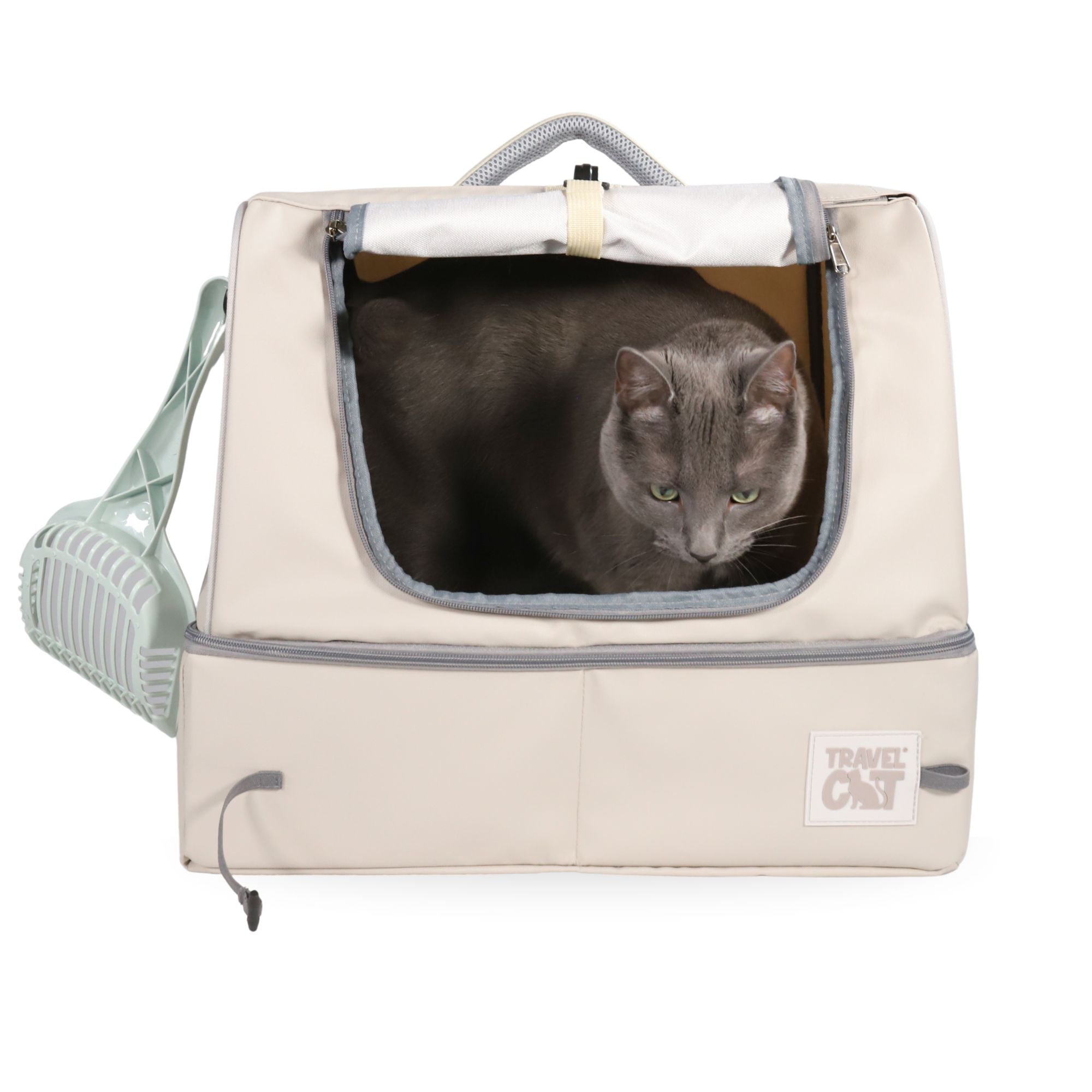 "The Porta-Pawty+" Covered Travel Litter Box - Portable Bathroom for Cats