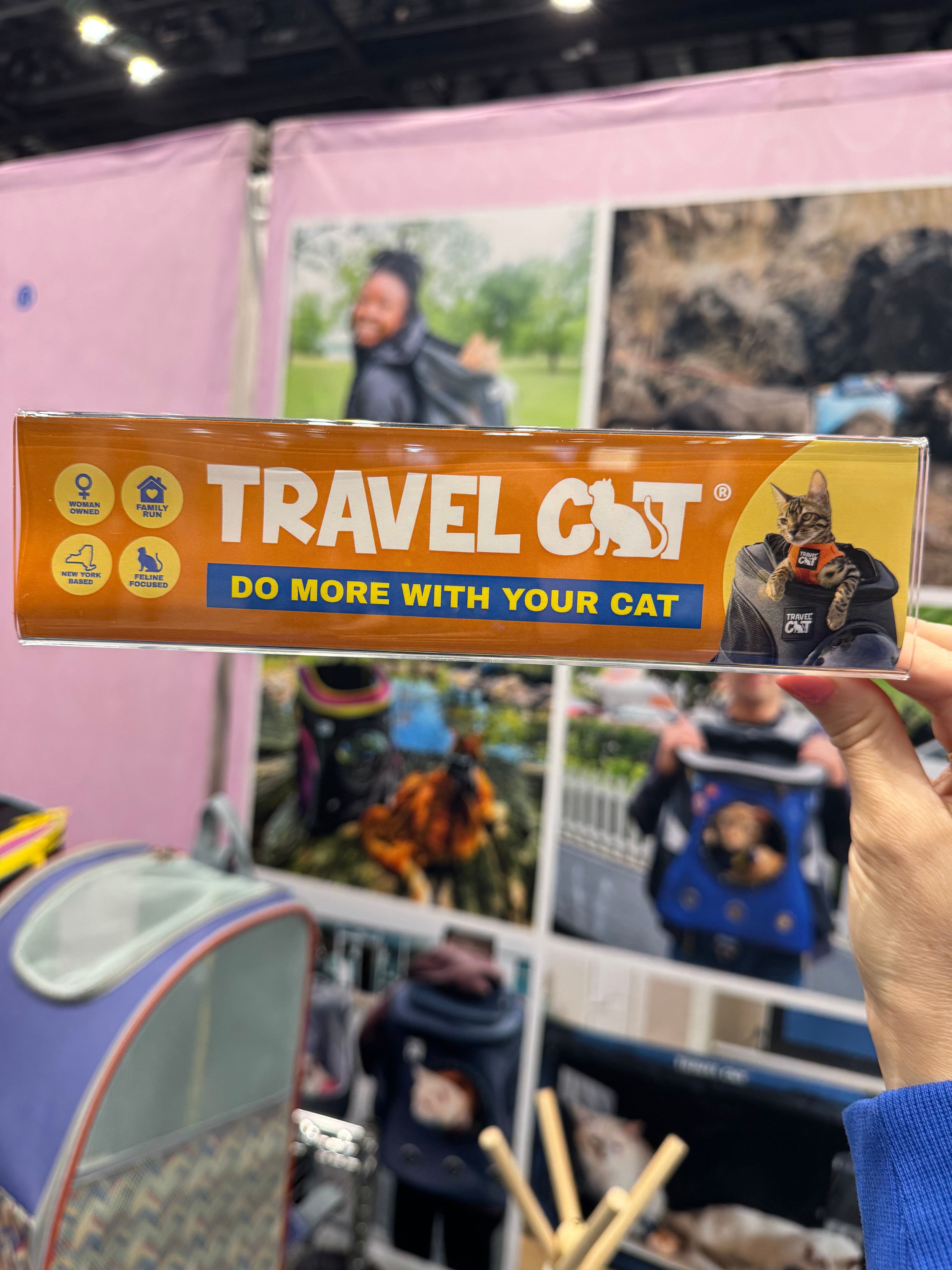 Travel Cat Brand Shelf Talker and Acrylic Holder
