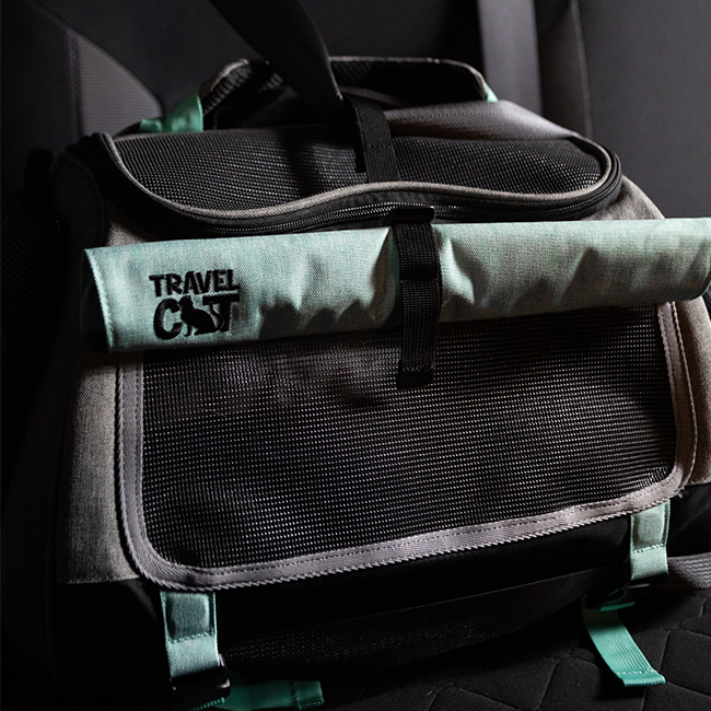 "The Transpurrter" Ultimate Calming Convertible Cat Carrier in Heather Grey and Teal