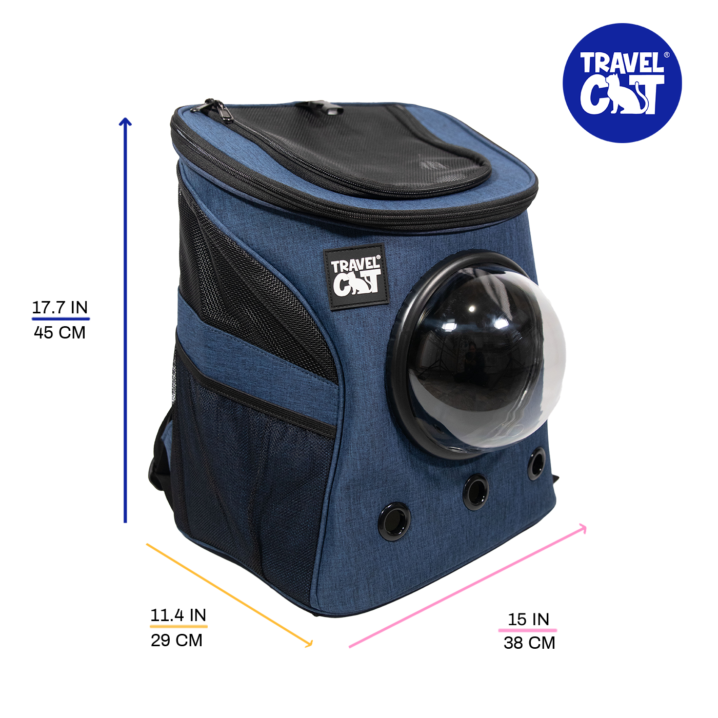 “The Fat Cat” Cat Backpack in Navy - For Larger Cats