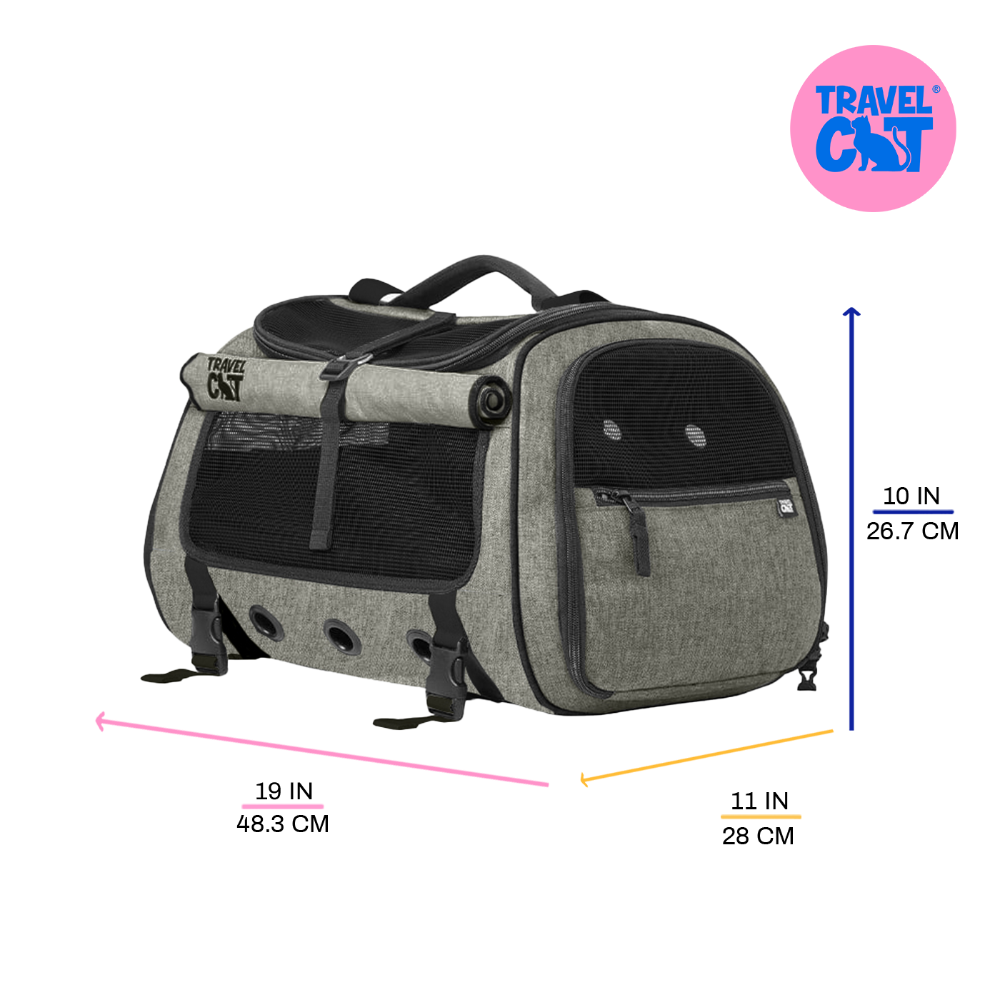 "The Transpurrter" Ultimate Calming Convertible Cat Carrier in Heather Grey