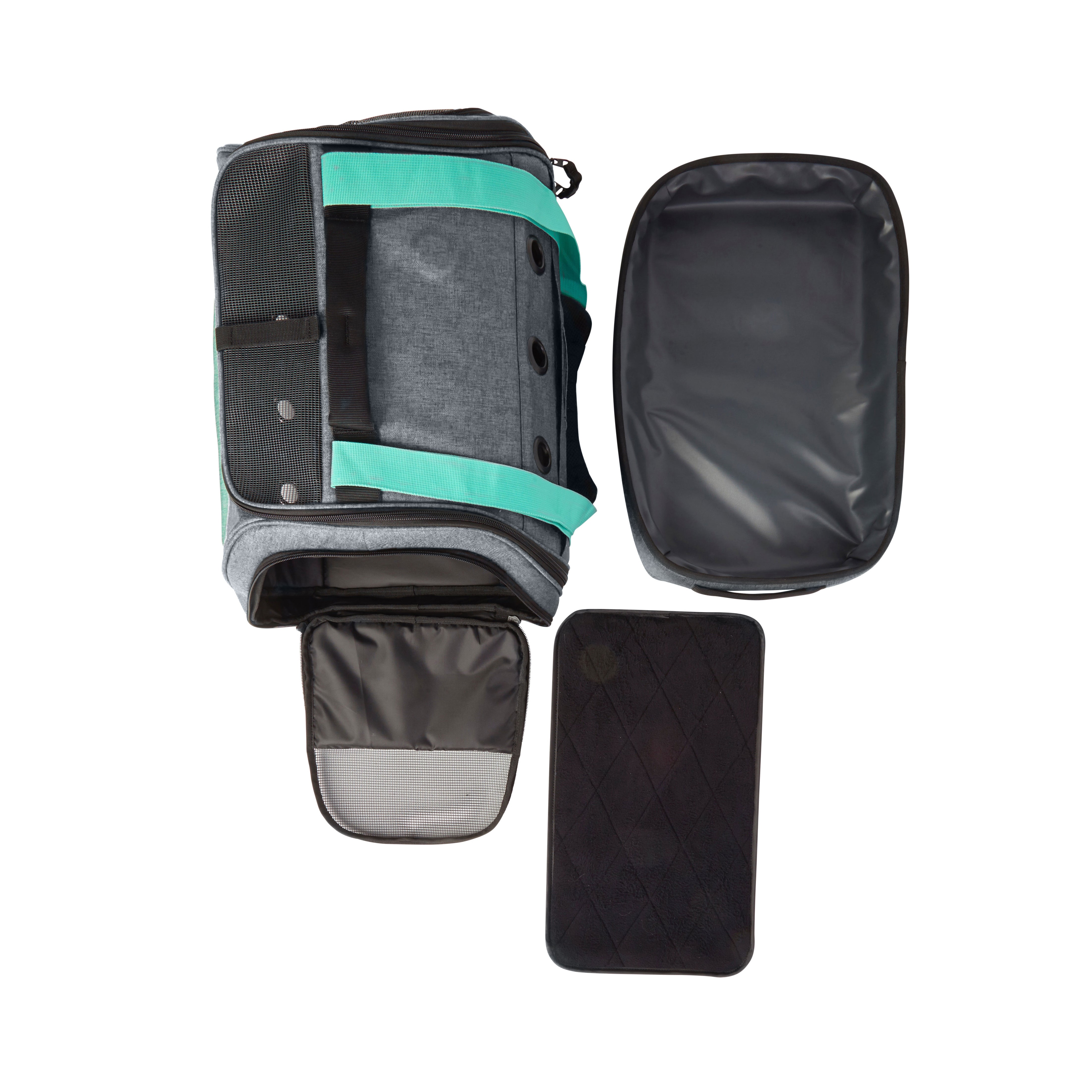 "The Transpurrter" Ultimate Calming Convertible Cat Carrier in Heather Grey and Teal