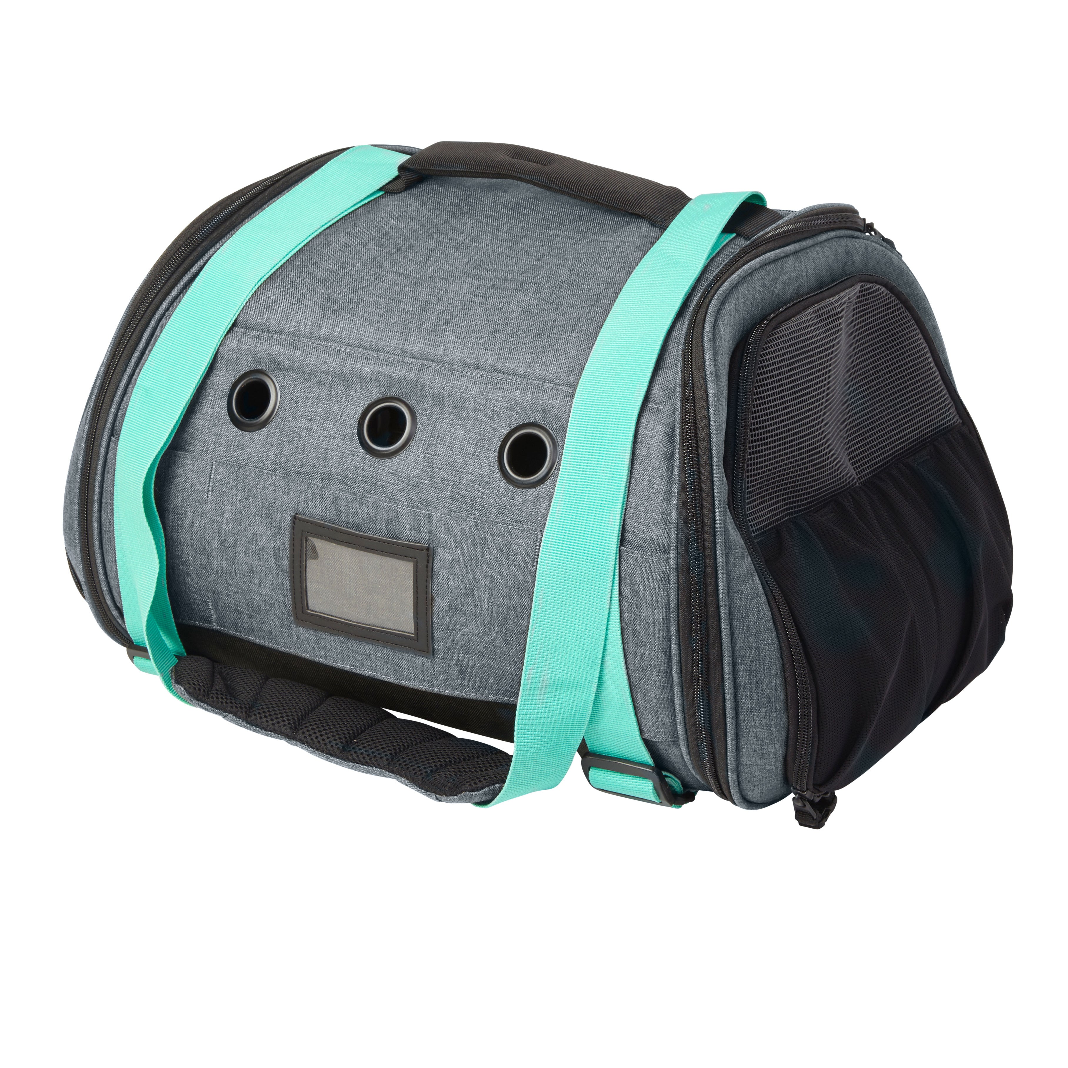 "The Transpurrter" Ultimate Calming Convertible Cat Carrier in Heather Grey and Teal